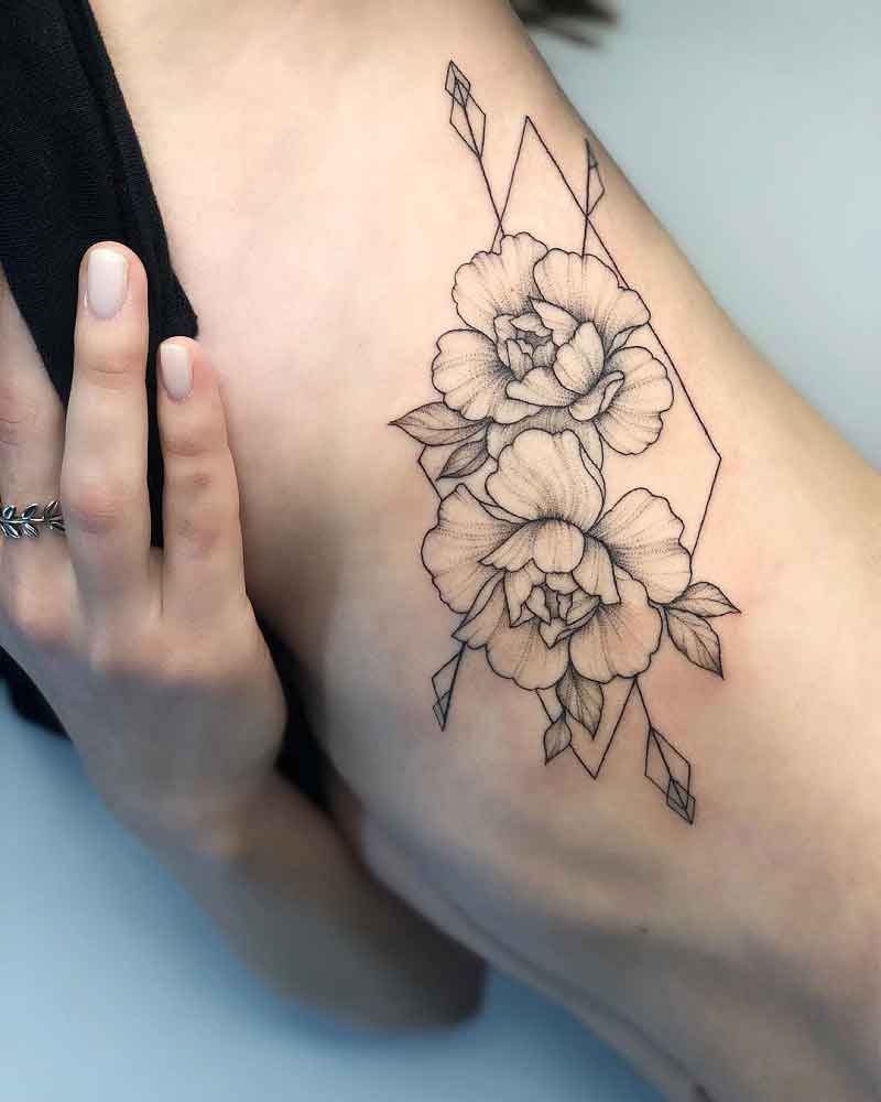 Peony Geometric Tattoo 1