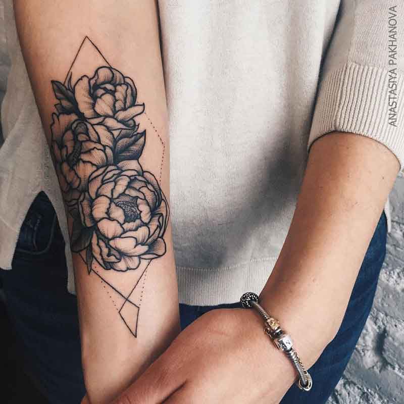 Peony Geometric Tattoo 3