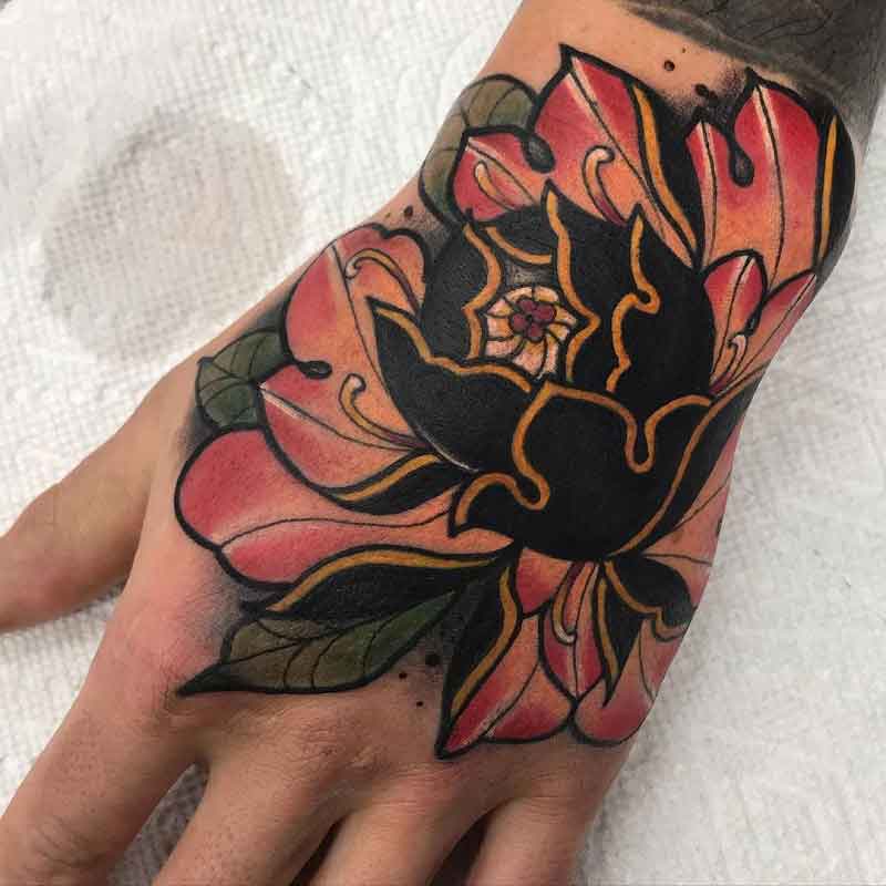 Peony Hand Tattoo 1