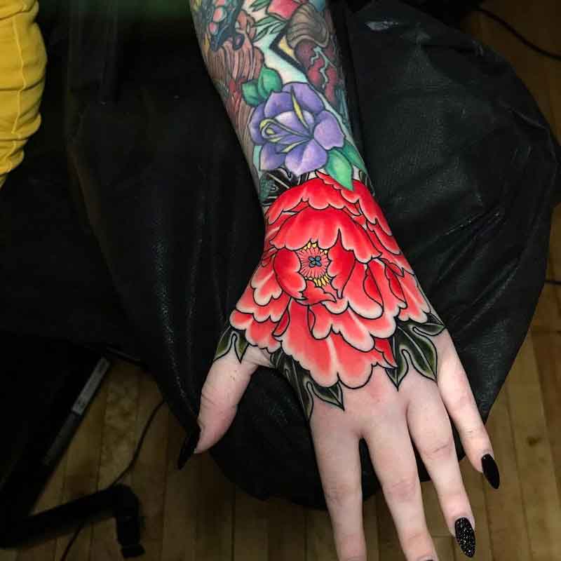 Peony Hand Tattoo 2