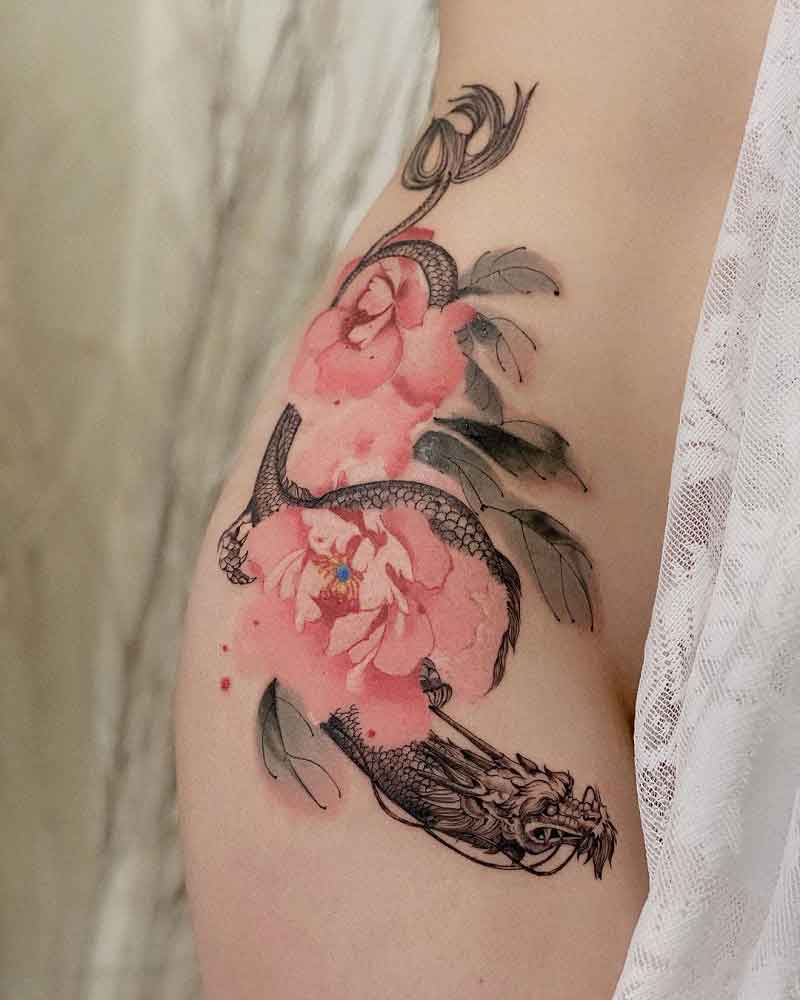 Peony Hip Tattoo 3