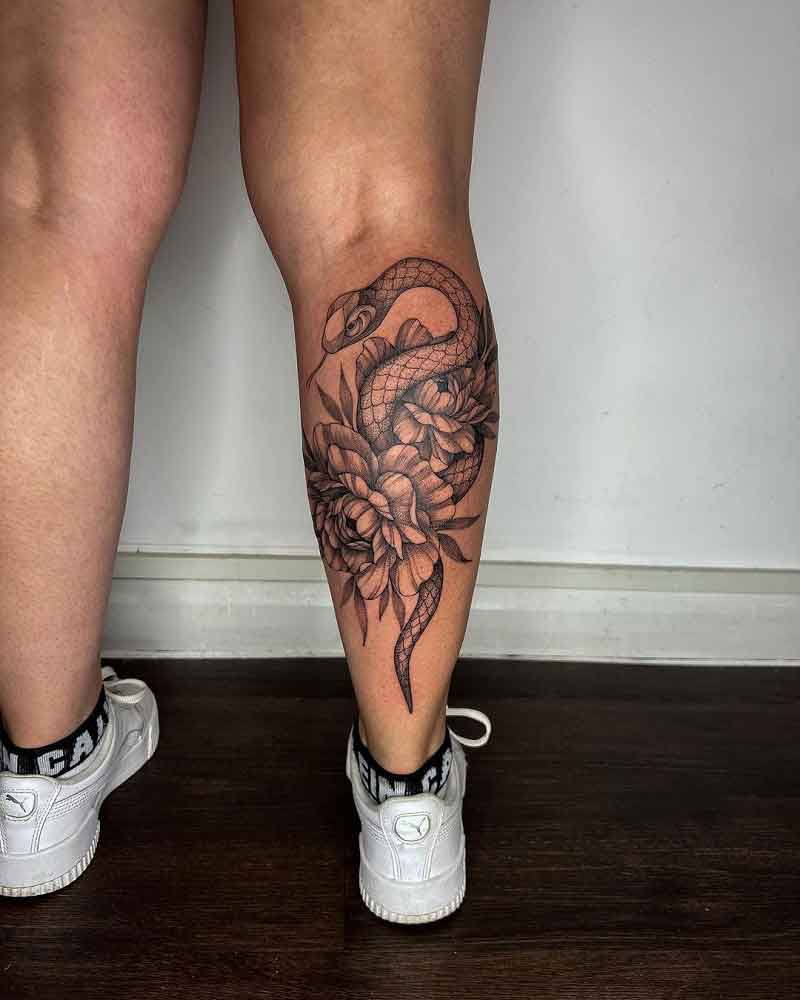 Peony Leg Tattoo 3