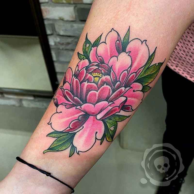 Little Tattoos  Pink peony tattoo on the right upper arm Tattoo