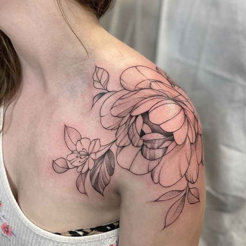 Peony Shoulder Tattoo 1