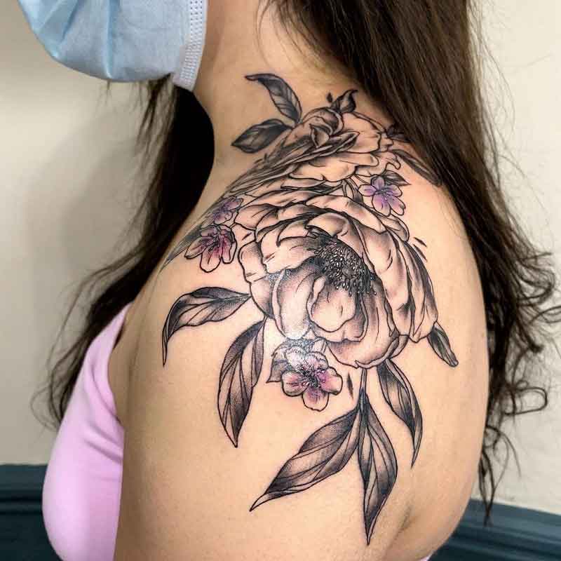 Peony Shoulder Tattoo 2