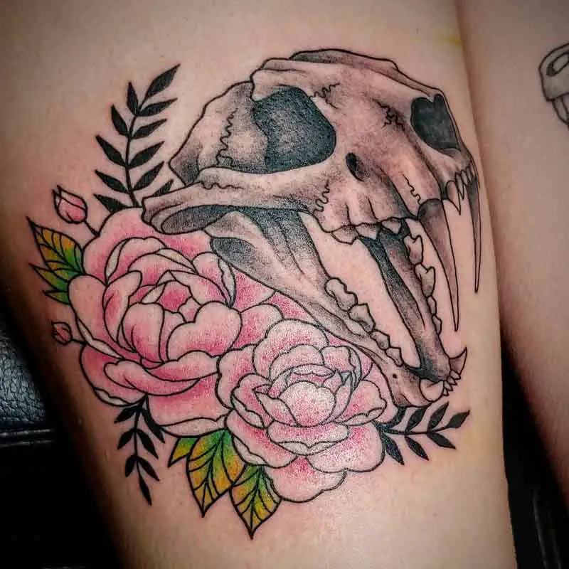 Peony Skull Tattoo 3