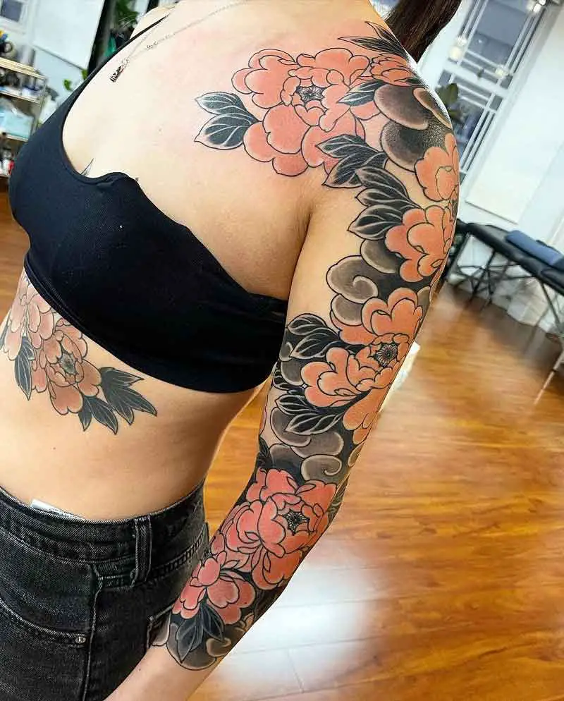 Peony Sleeve Tattoo 3