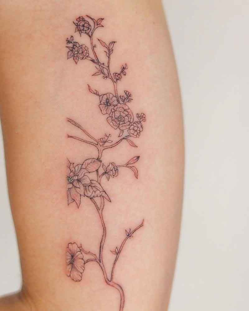 Peony Stem Tattoo 1