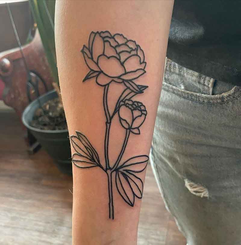 Peony Stem Tattoo 2