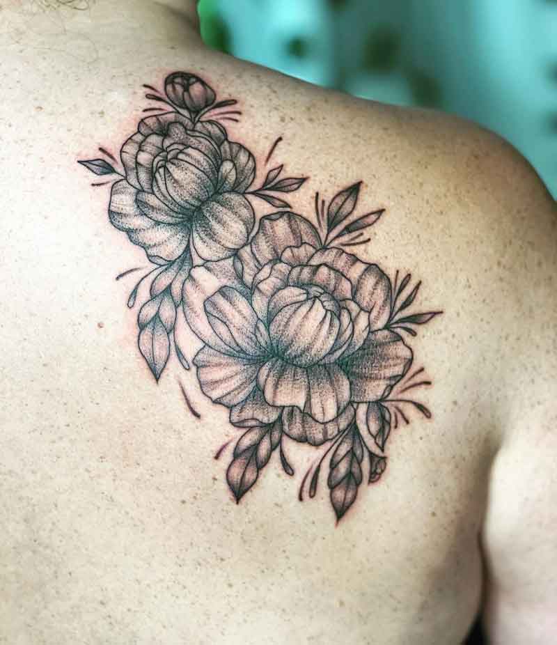 Peony Sternum Tattoo 3