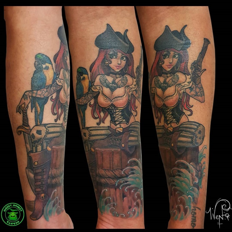 Pin Up Pirate Tattoo 3
