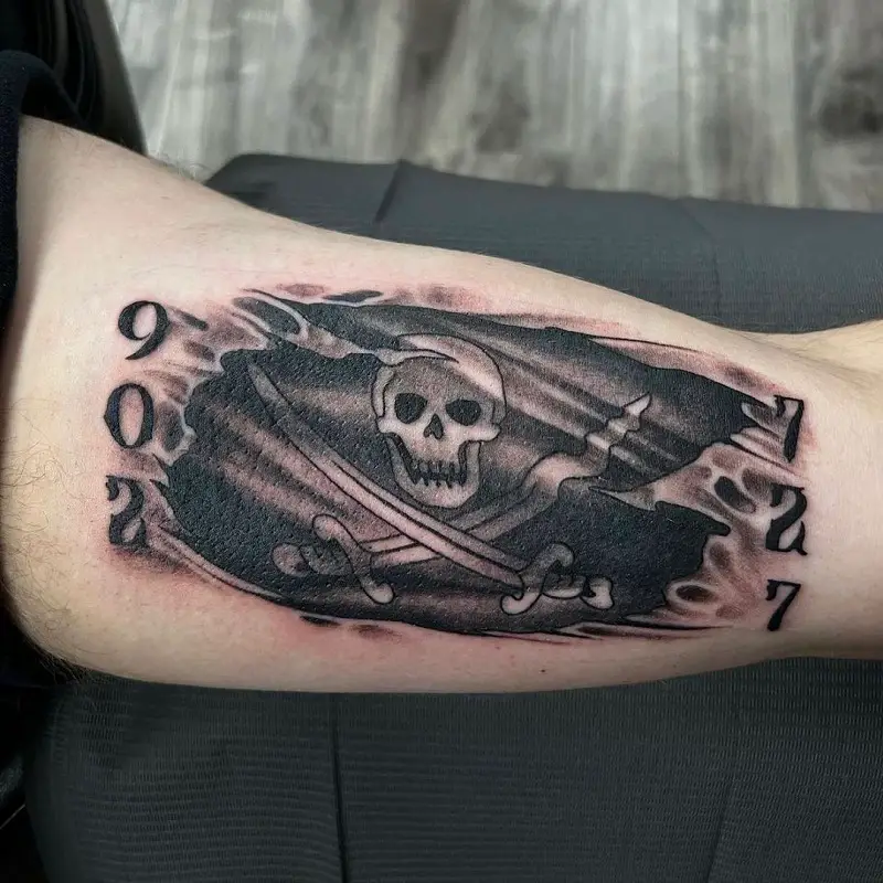 jolly roger flag tattoo