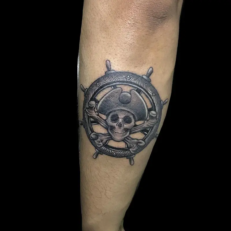 Pirate Ship Wheel Tattoo 1