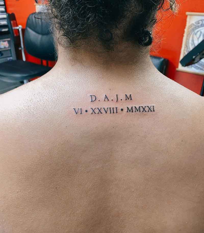 Roman Numeral Back Tattoo 1