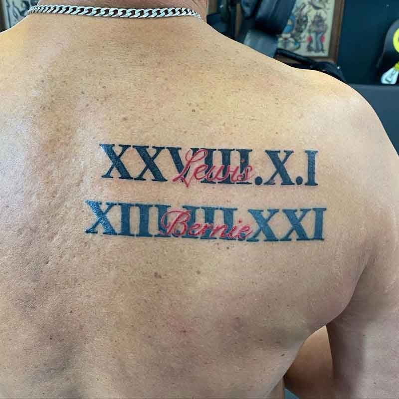 Roman Numeral Back Tattoo 2