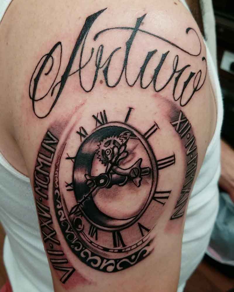 Roman Numeral Clock Tattoo 2