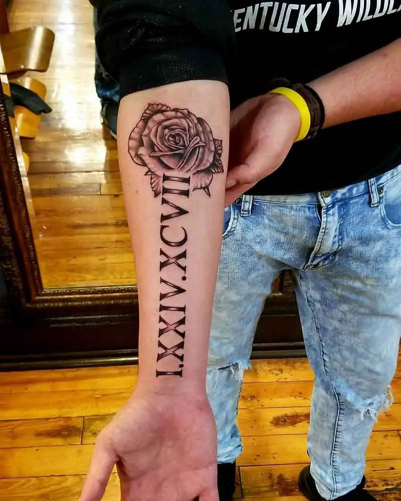 Roman Numeral Forearm Tattoo 1