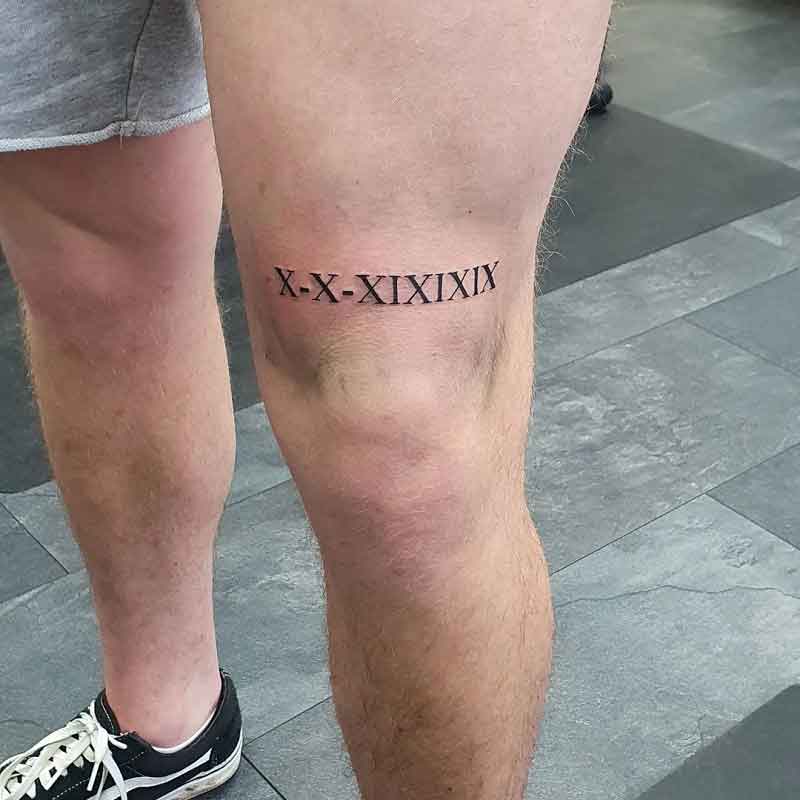 Roman Numeral Leg Tattoo 1