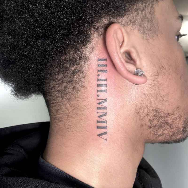 Roman Numeral Tattoos Behind Ear 1