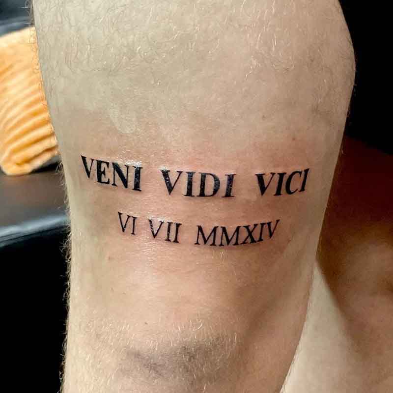 Roman Numeral Thigh Tattoo 3