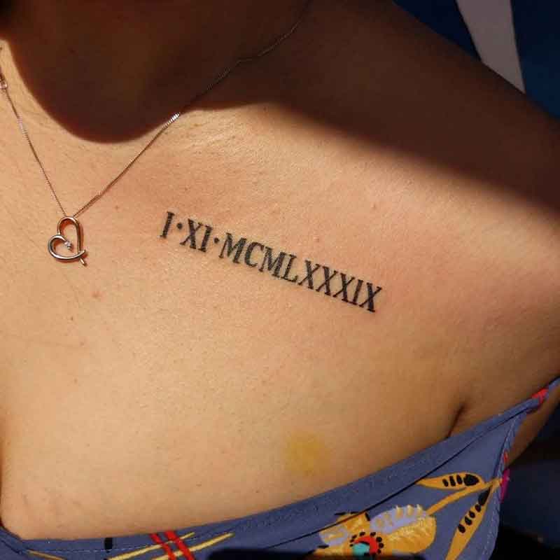 Roman Numerals Chest Tattoo 2