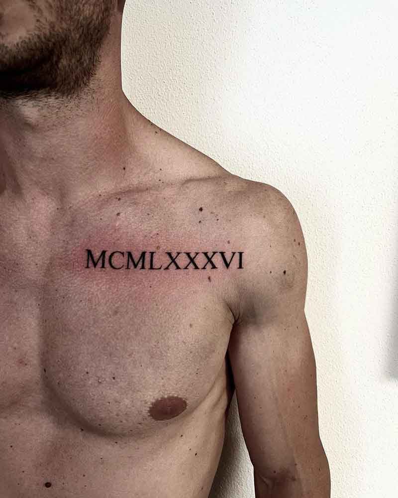 Roman Numerals Rib Tattoo 1