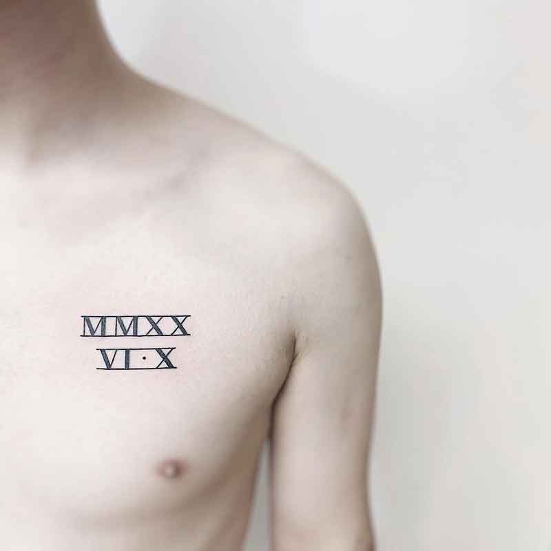 Roman Numerals Rib Tattoo 2