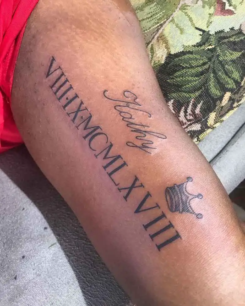 Roman Numerals With Name Tattoo 1