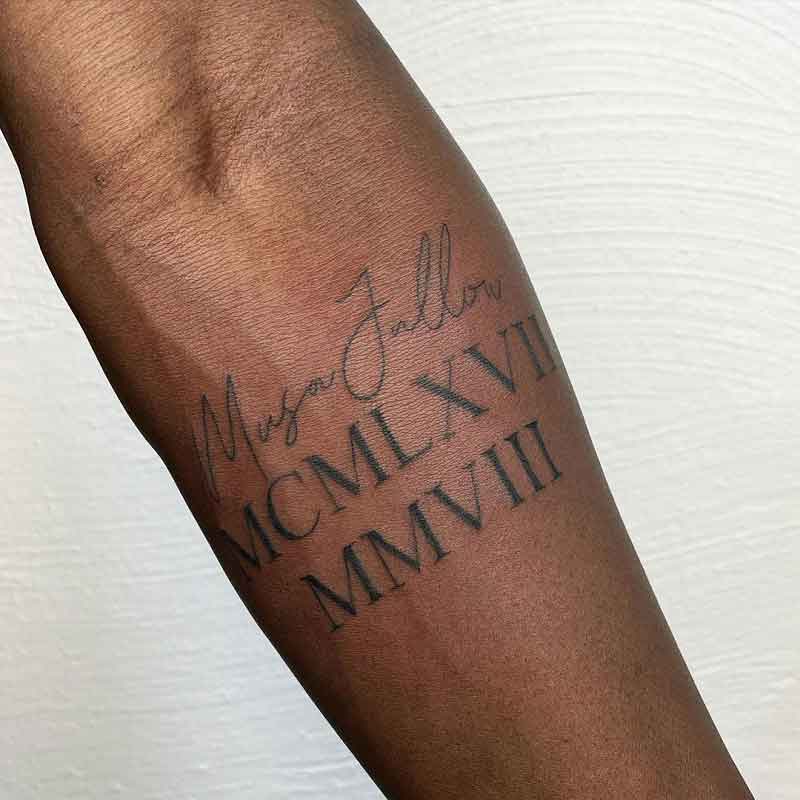 Roman Numerals With Name Tattoo 2