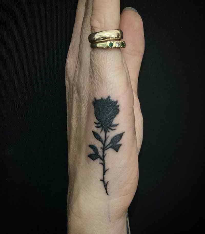 Small Black Rose Tattoo 1