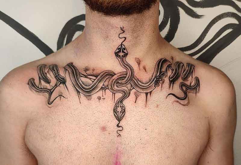 Snake Collarbone Tattoo 2