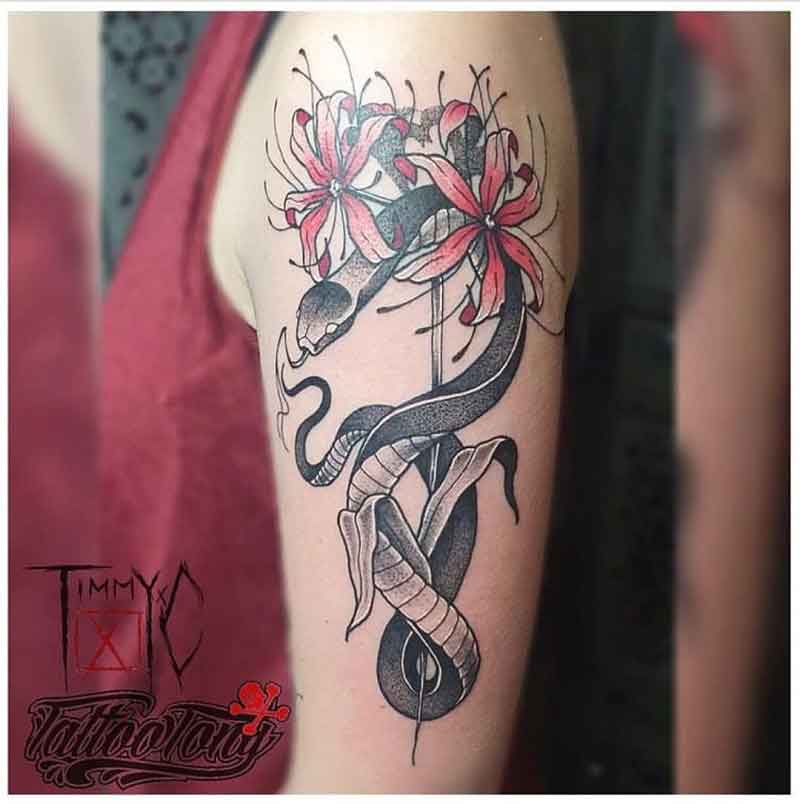Snake Flower Tattoo Design 3