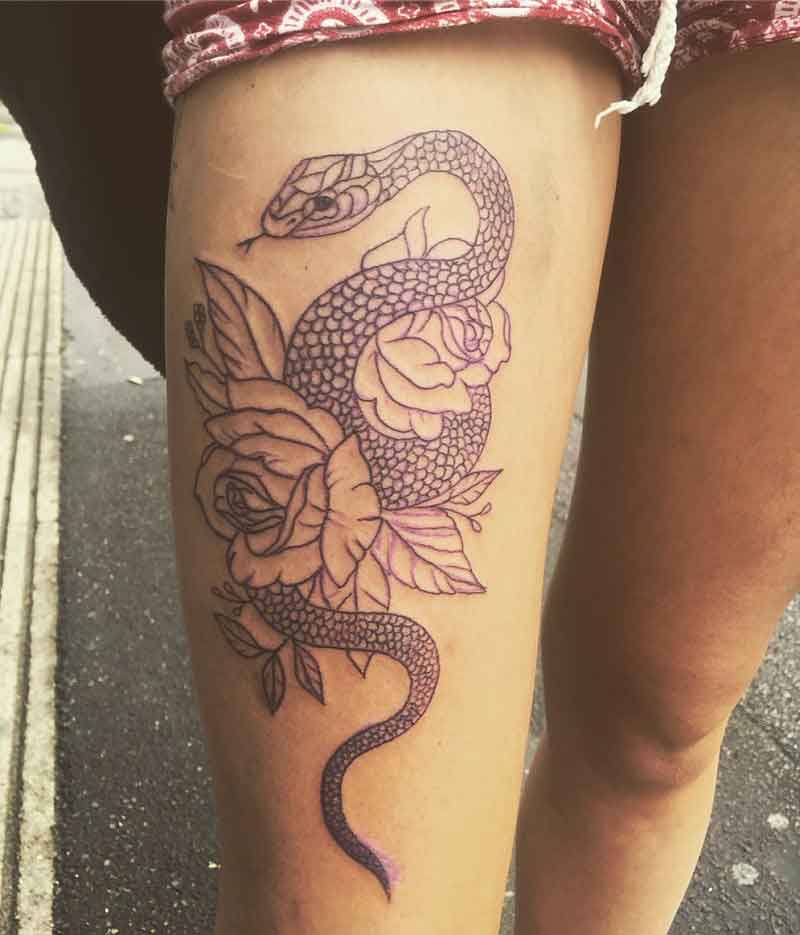 Snake Thigh Tattoo 1