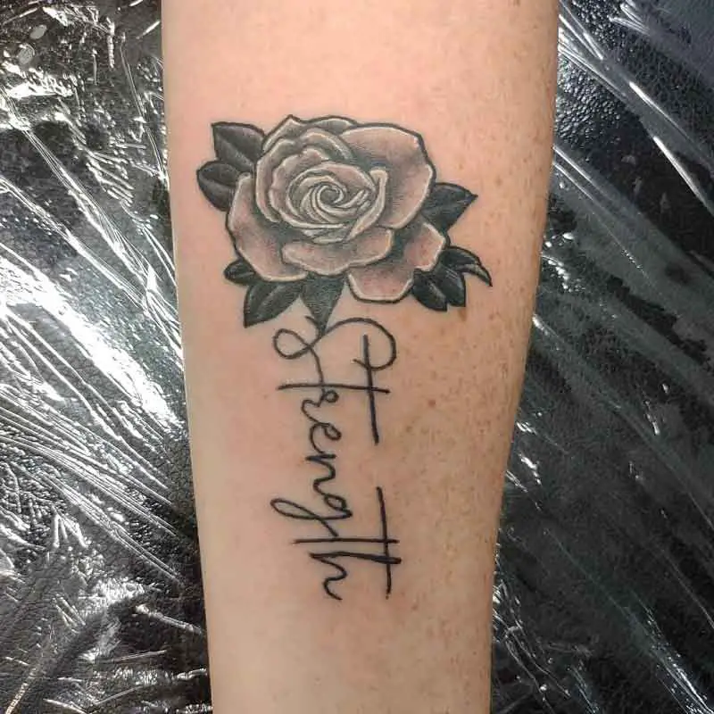 Strength Rose Tattoo 1