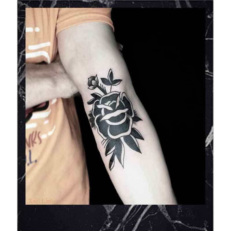 Traditional Black Rose Tattoo 1