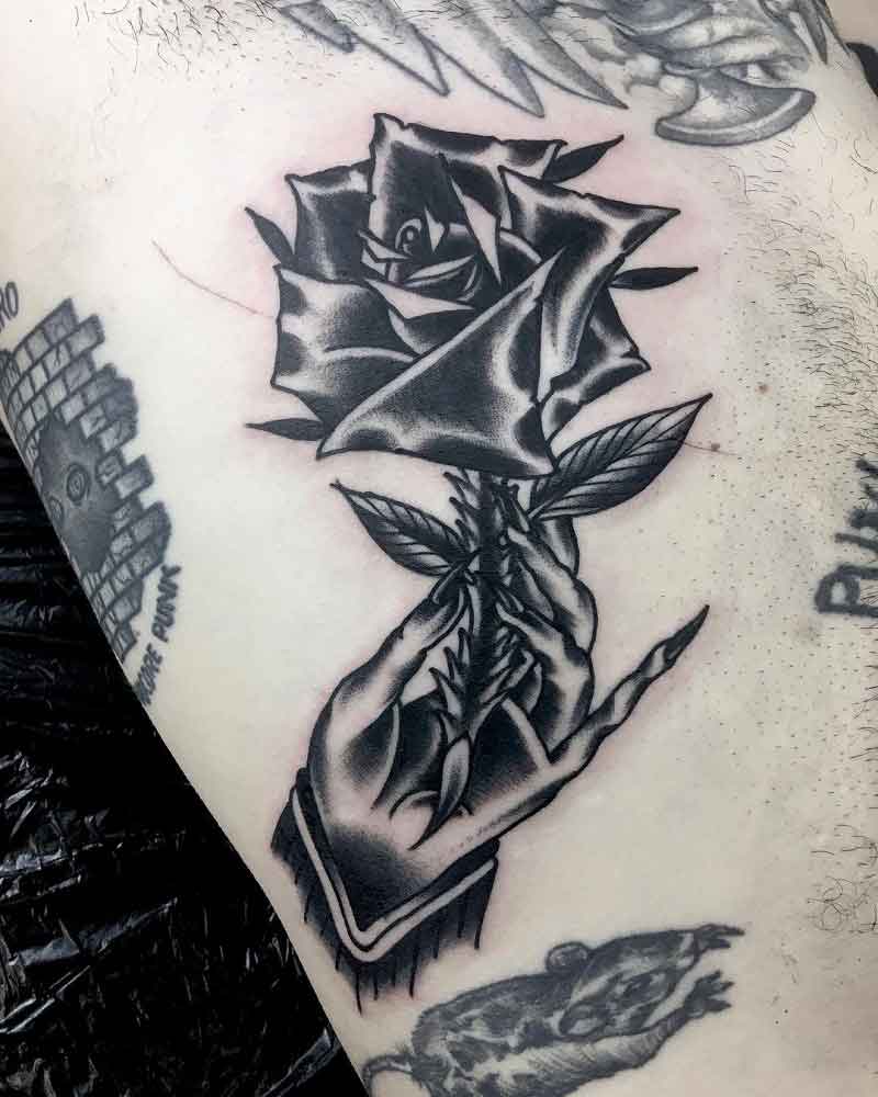 Traditional Black Rose Tattoo 3