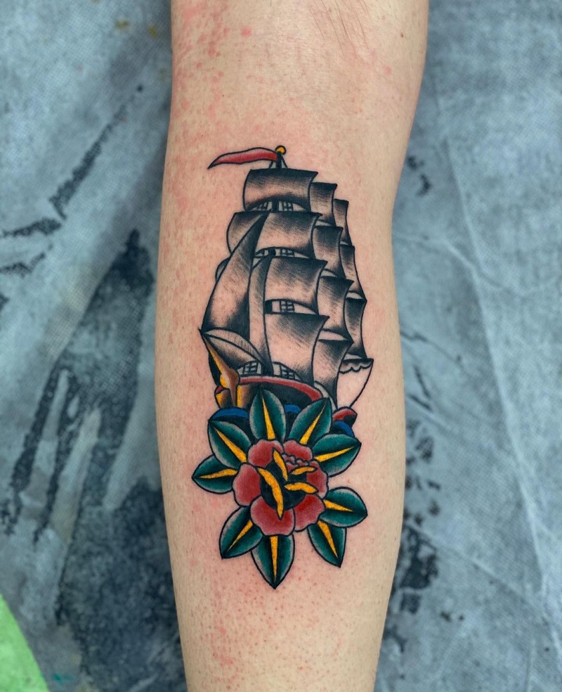 Traditional Pirate Ship Tattoo 1