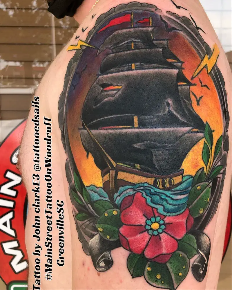 Traditional Pirate Ship Tattoo 2