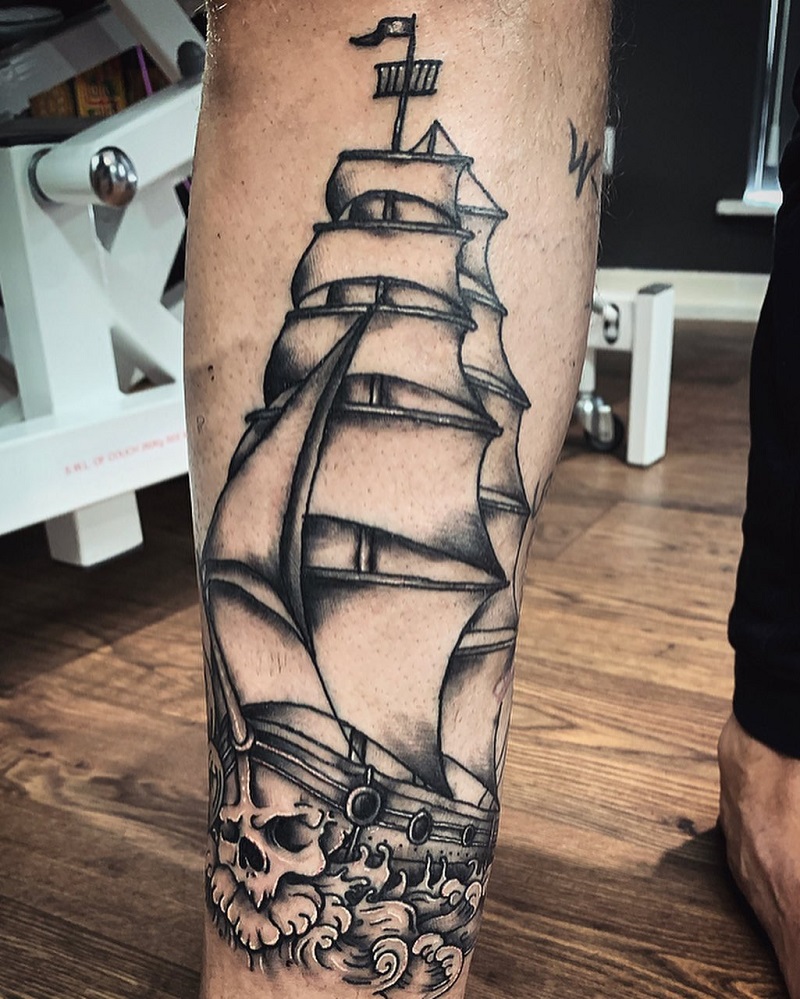 Traditional Pirate Ship Tattoo 3