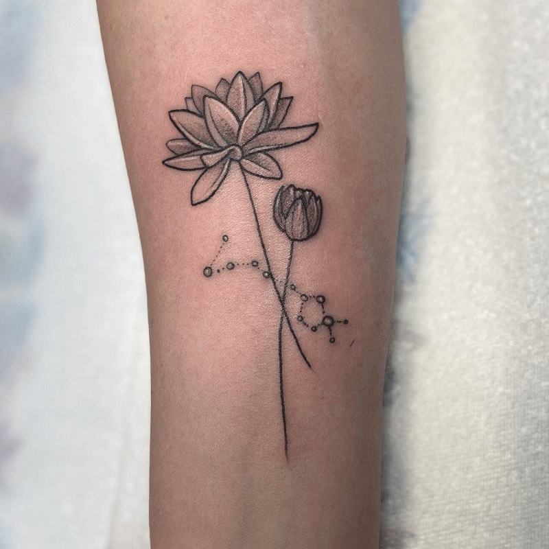 Water Lily Pisces Tattoo 1