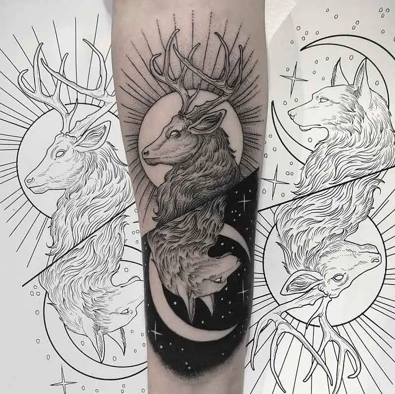 Wolf Deer Tattoo 1