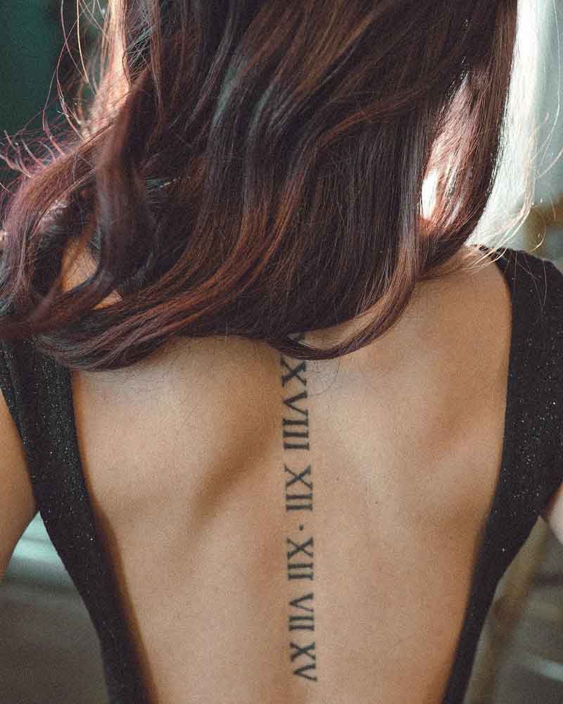 Women's Roman Numerals Tattoo 2