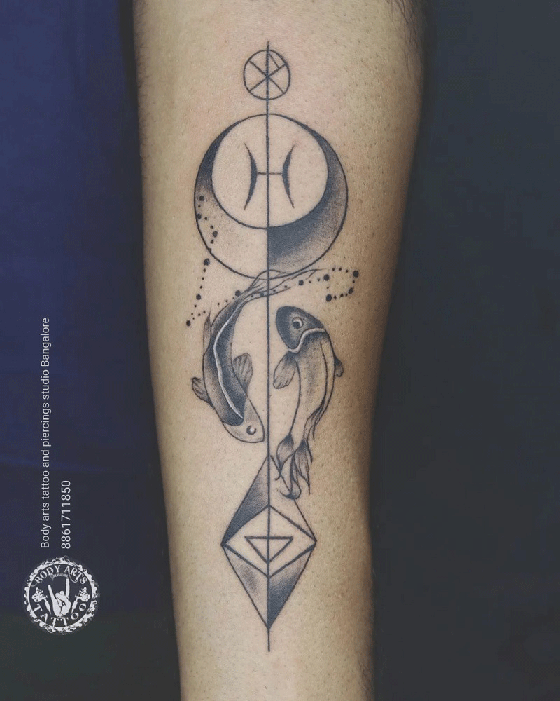 Zodiac Sign Pisces Tattoo 2