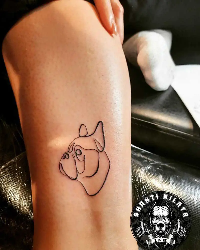 French bulldog ears on the right forearm