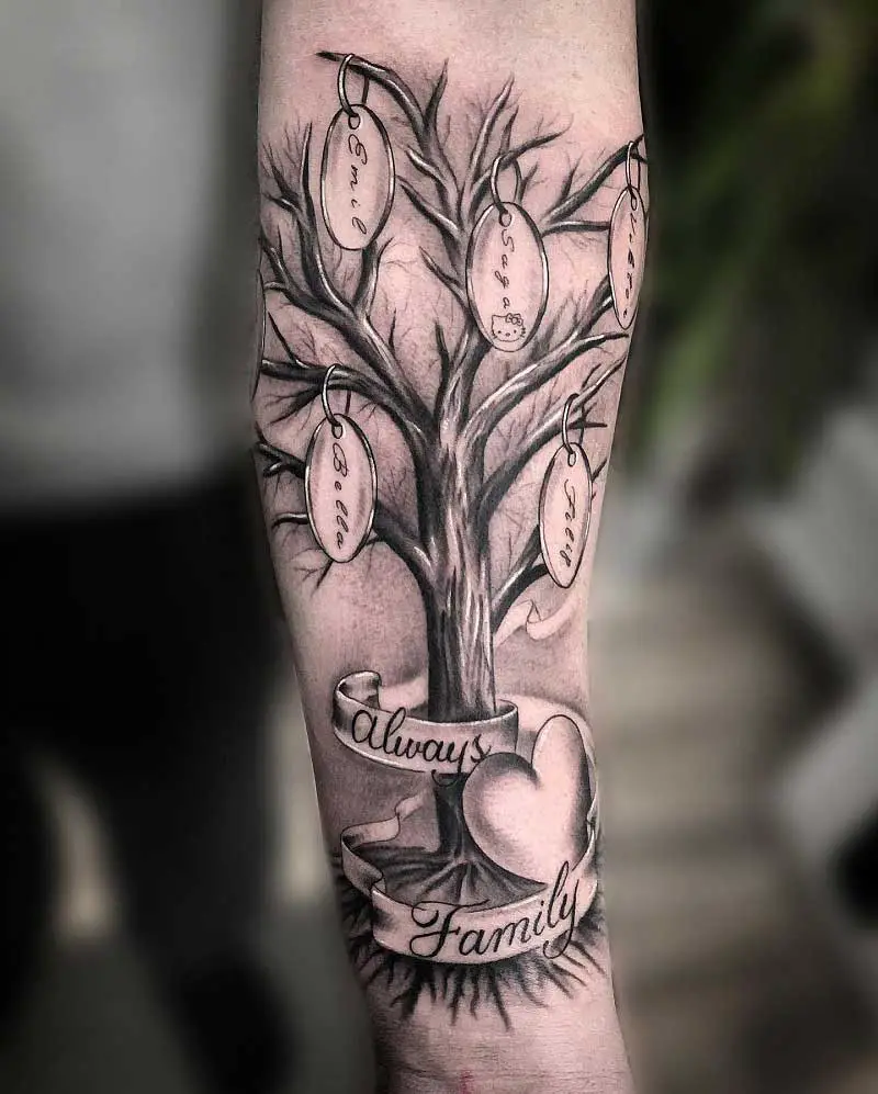 Family Tree Tattoo On Forearm
