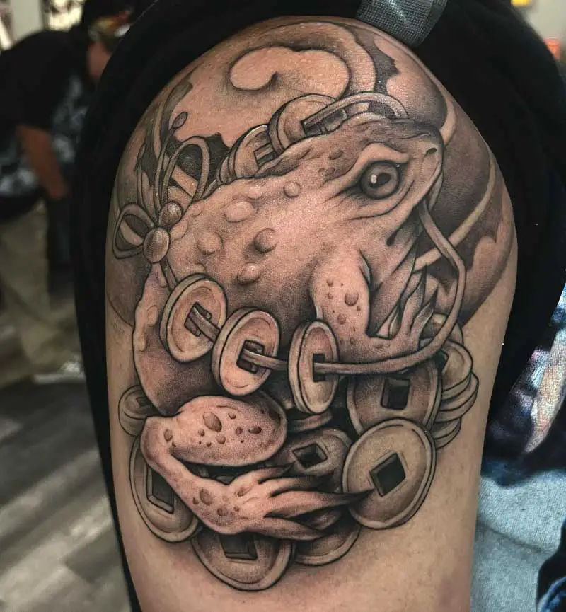 The Jin Chan or Money toad done at Flying Eye Tattoo Mendon MA  r tattoos