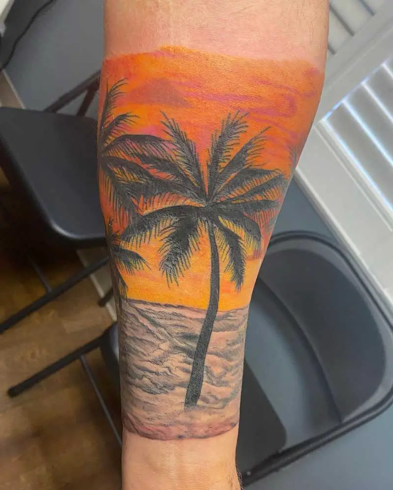 90 Sunset Tattoos For Men  Fading Daylight Sky Designs