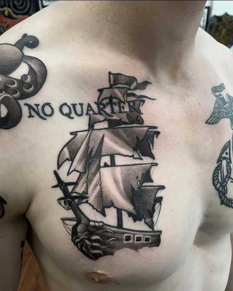 Octopus and ship chest piece  Roddy McLean Tattooer