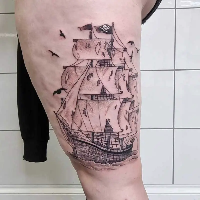 pirate-ship-leg-tattoo-2