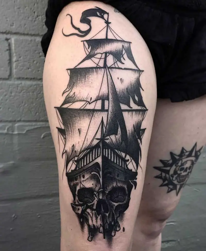 pirate-ship-leg-tattoo-3